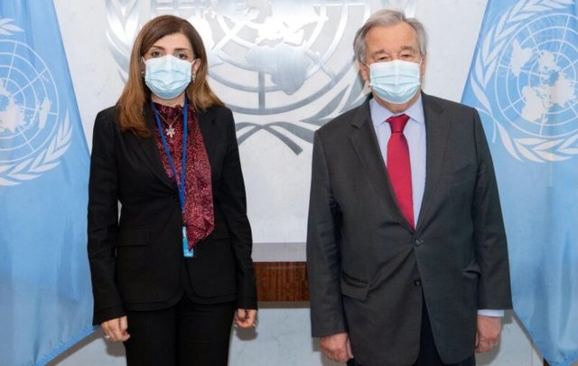 Nova šefica UNMIK-a Karoline Zijadeh i generalni sekretear UN-a Antonio Gutereš (Foto UNMIK)